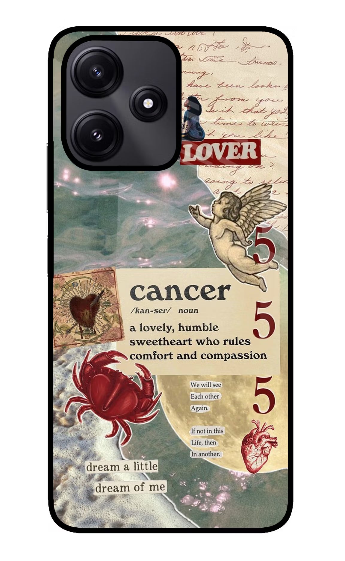 Cancer Zodiac Redmi 12 5G Glass Case Back Cover by Casekaro