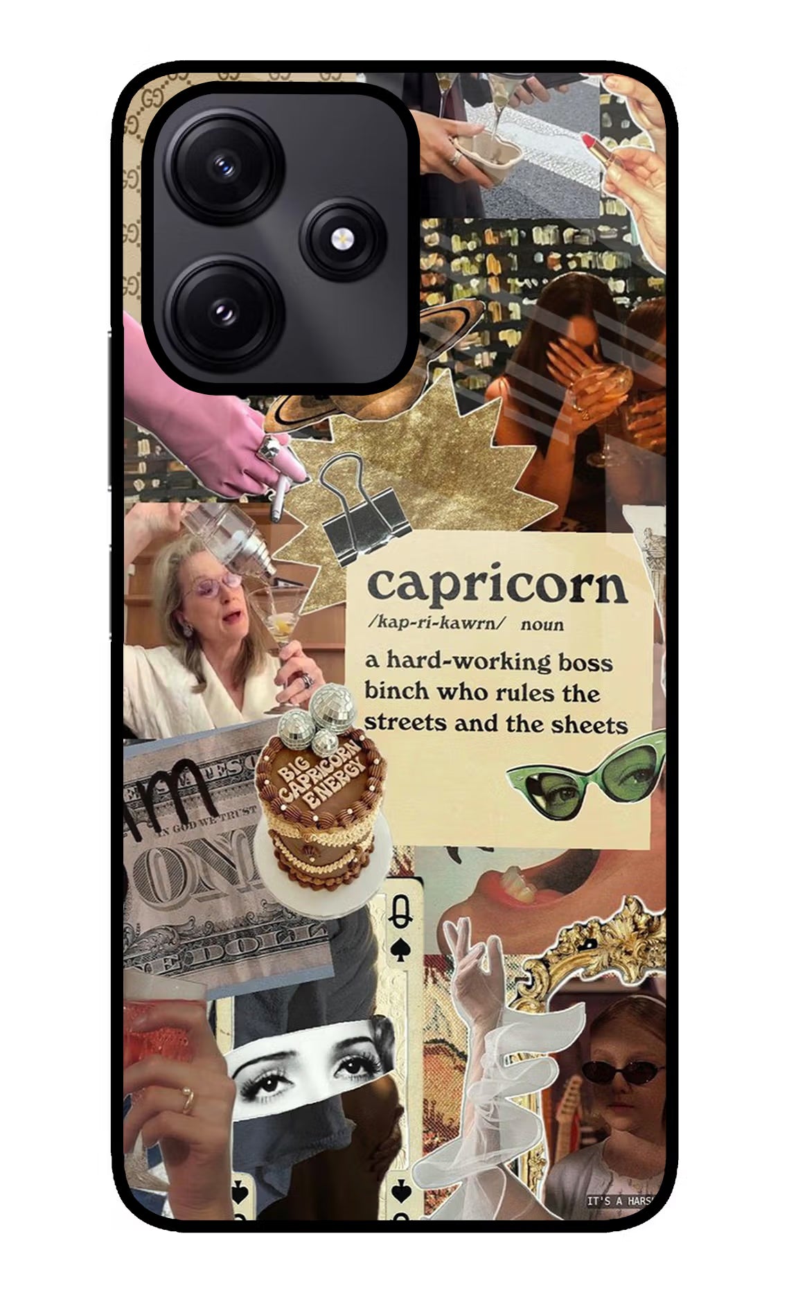 Capricorn Zodiac Redmi 12 5G Glass Case Back Cover by Casekaro