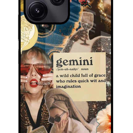 Gemini Zodiac Redmi 12 5G Glass Case Back Cover by Casekaro