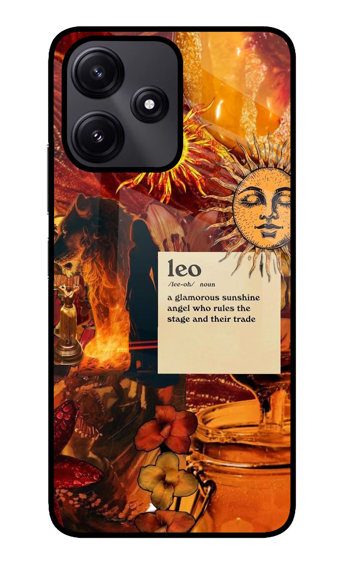 Leo Zodiac Redmi 12 5G Glass Case Back Cover by Casekaro