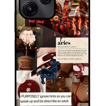 Zodiac Aries Redmi 12 5G Glass Case Back Cover by Casekaro