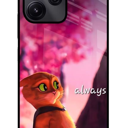 Always Cat Redmi 12 5G Glass Case Back Cover by Casekaro