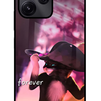 Forever Cat Redmi 12 5G Glass Case Back Cover by Casekaro