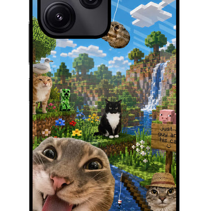 Minecraft Cat Chaos Redmi 12 5G Glass Case Back Cover by Casekaro