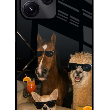 Party Squad Redmi 12 5G Glass Case Back Cover by Casekaro