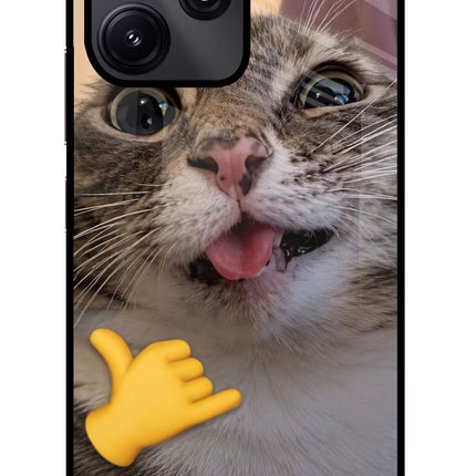 Silly Cat Call Redmi 12 5G Glass Case Back Cover by Casekaro
