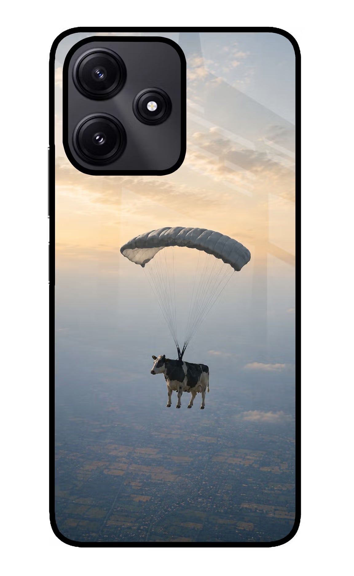 Skydiving Cow Redmi 12 5G Glass Case