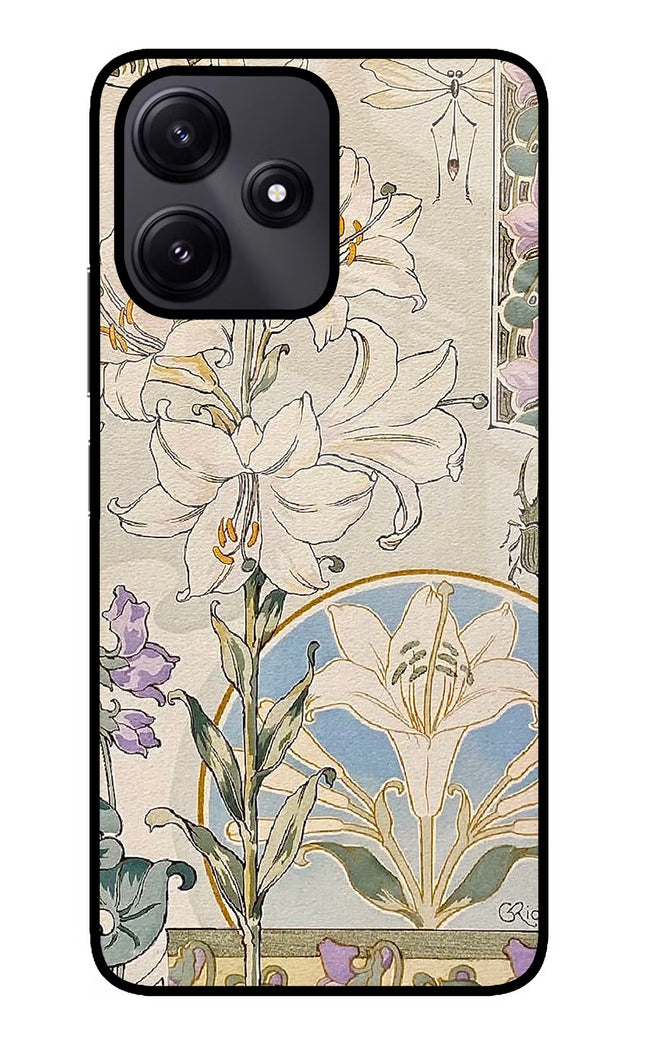 White Lily Redmi 12 5G Glass Case