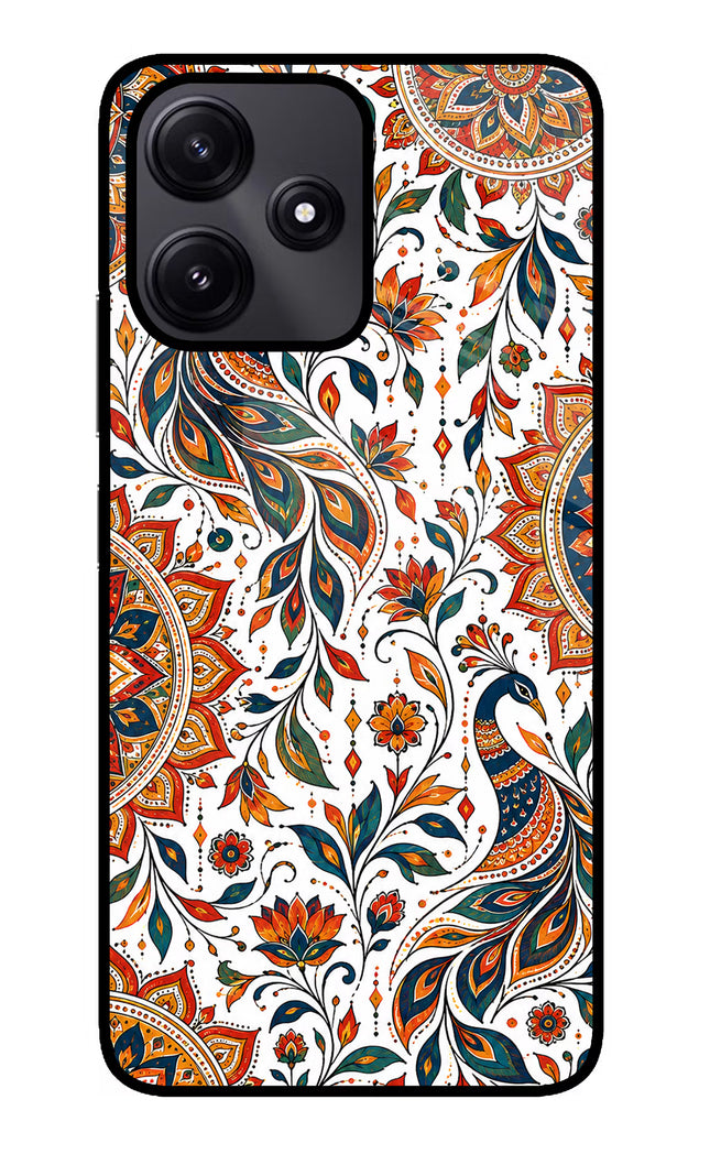 White Mayura Redmi 12 5G Glass Case