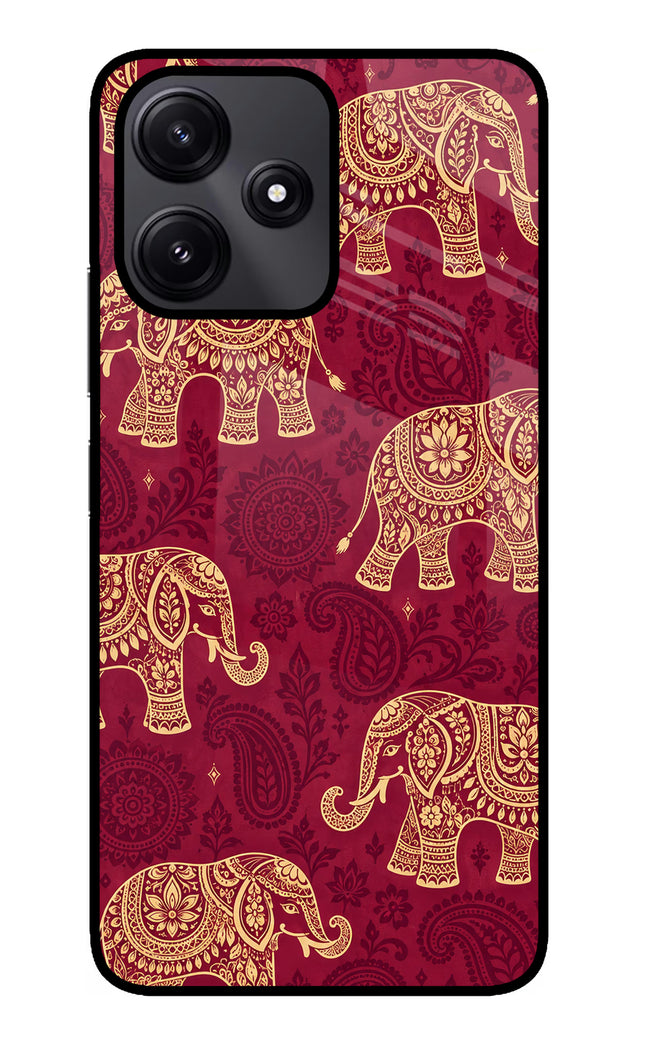 Maroon Elephant Redmi 12 5G Glass Case