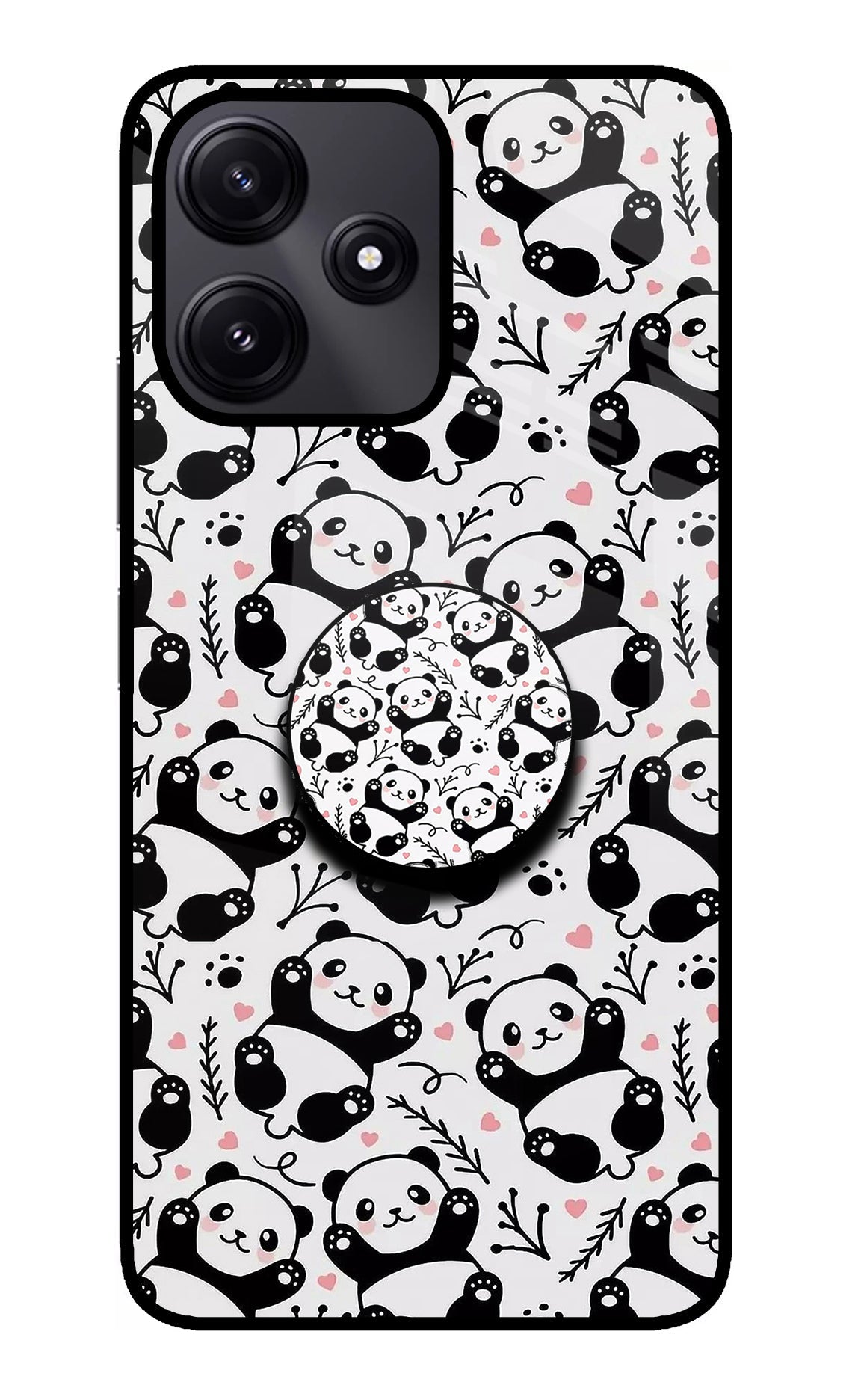 Cute Panda Redmi 12 5G Glass Case