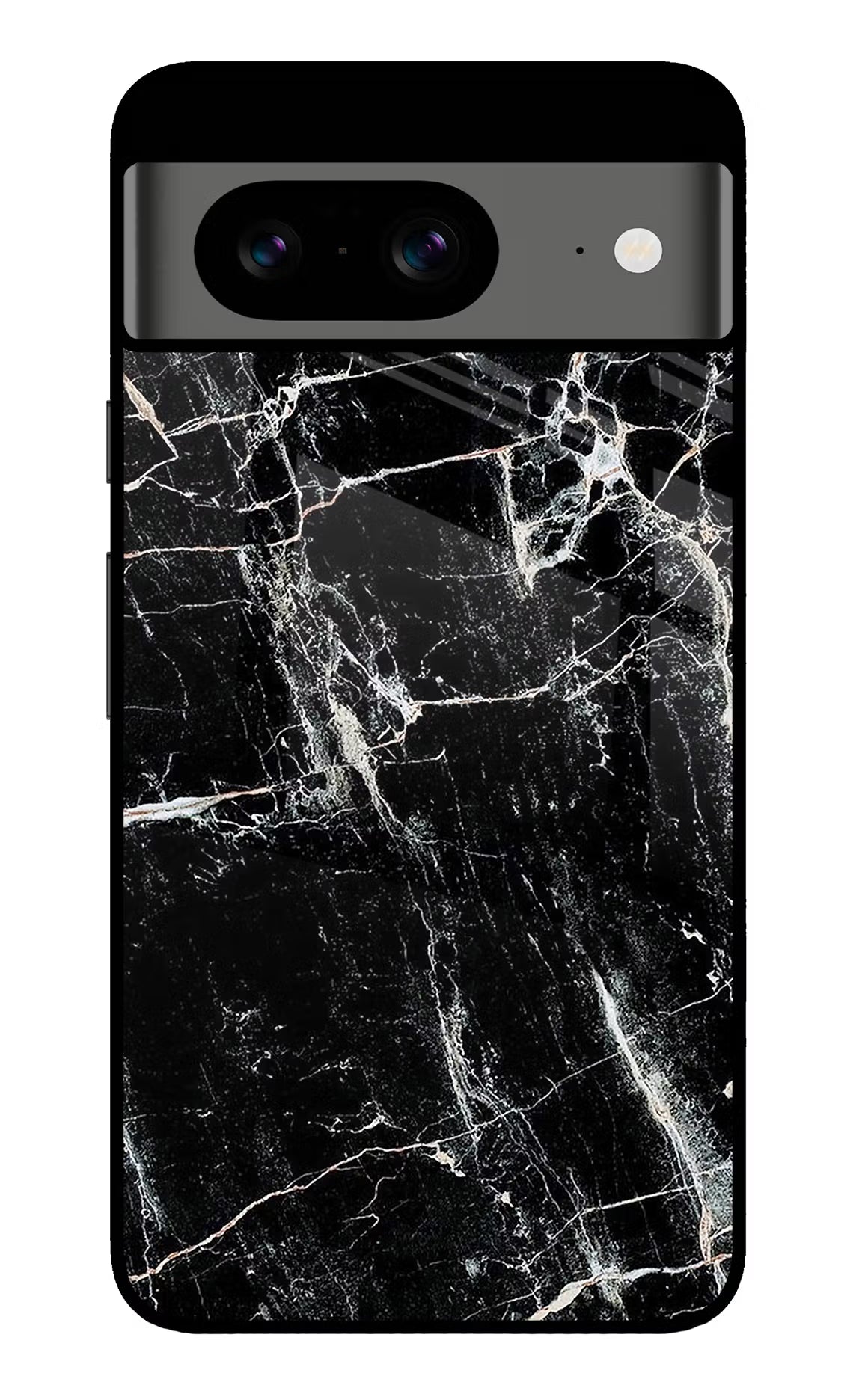 Black Marble Texture Google Pixel 8 Glass Case Back Cover by Casekaro