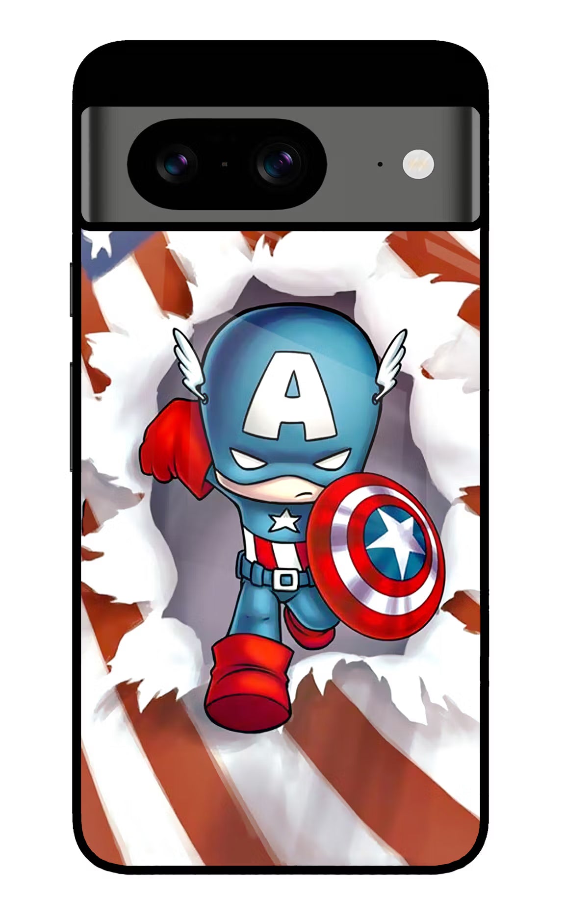 Captain America Google Pixel 8 Glass Case Back Cover by Casekaro