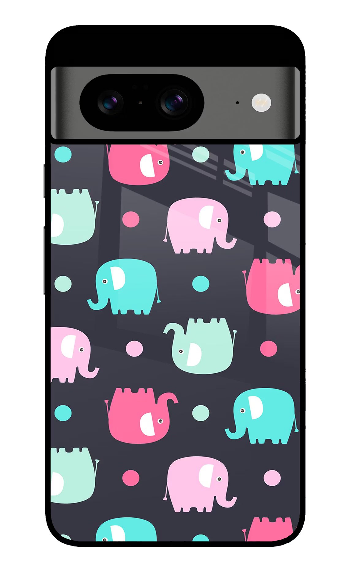 Elephants Google Pixel 8 Glass Case Back Cover by Casekaro