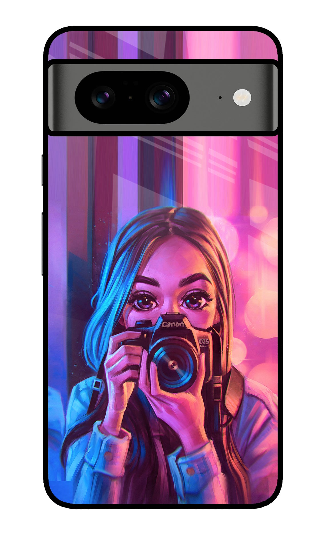 Girl Photographer Google Pixel 8 Glass Case