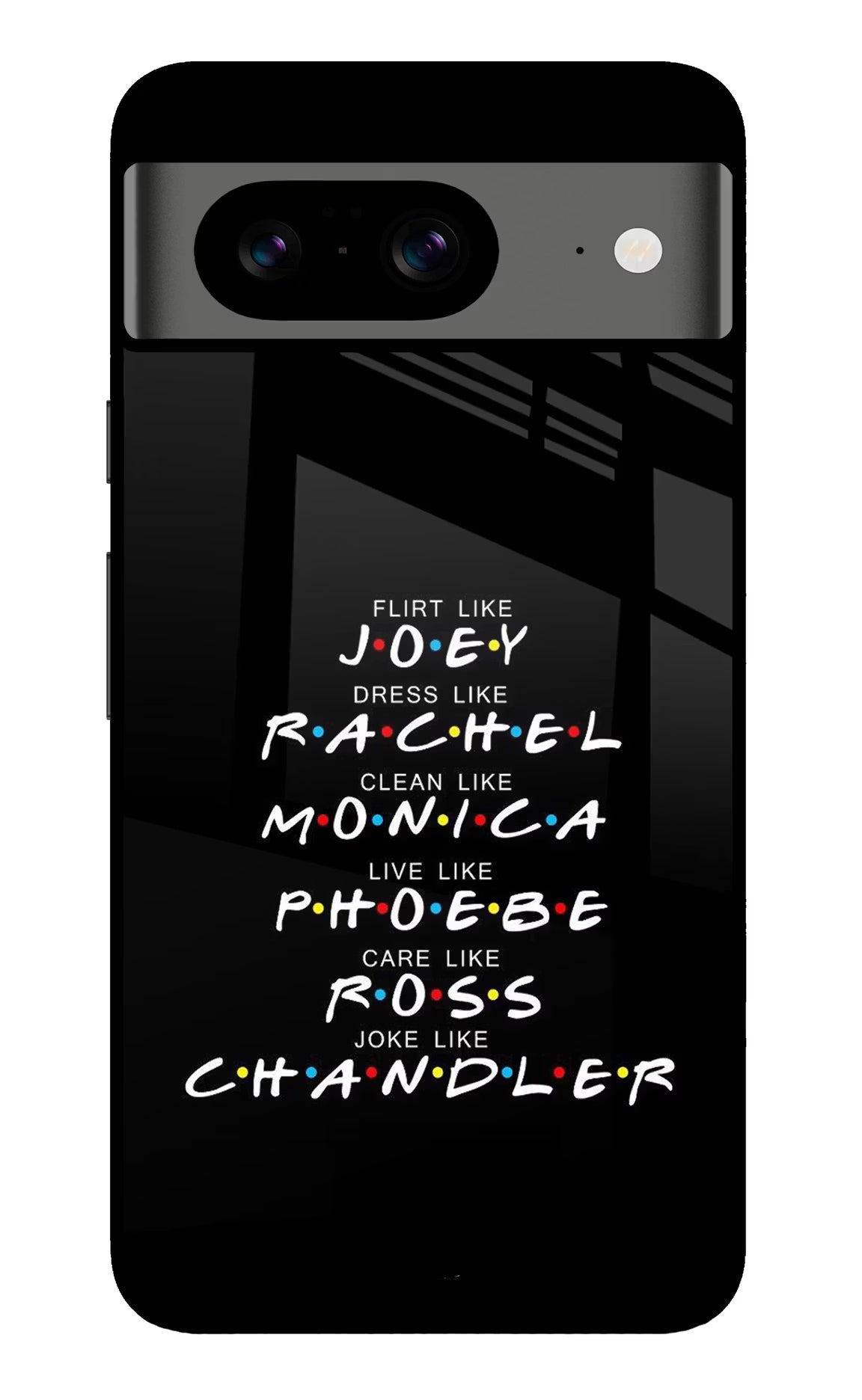 FRIENDS Character Google Pixel 8 Glass Case Back Cover by Casekaro