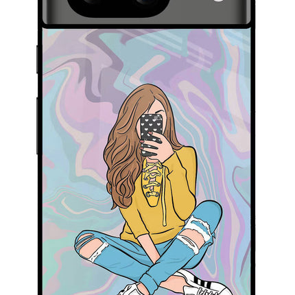 Selfie Girl Google Pixel 8 Glass Case Back Cover by Casekaro