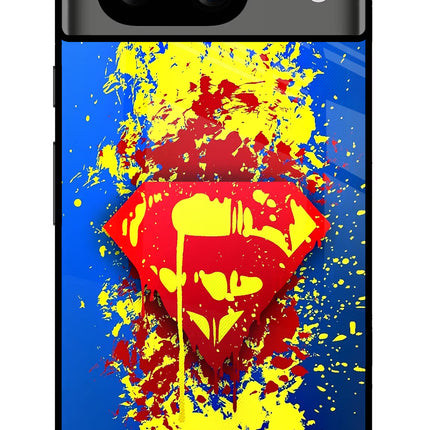Superman logo Google Pixel 8 Glass Case Back Cover by Casekaro