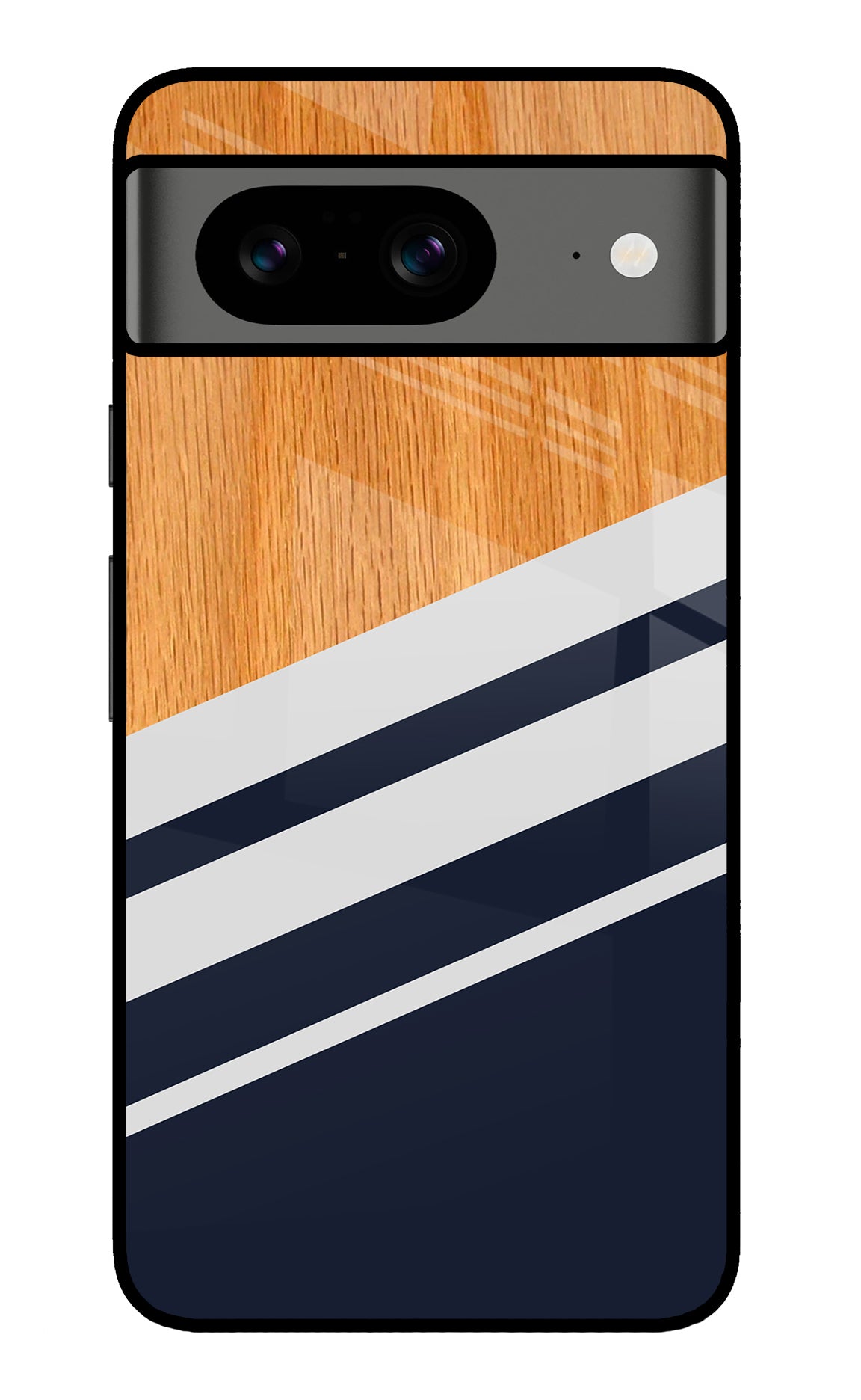 Blue and white wooden Google Pixel 8 Back Cover