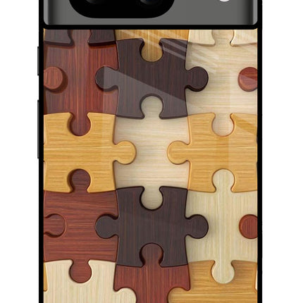Wooden Puzzle Google Pixel 8 Glass Case Back Cover by Casekaro