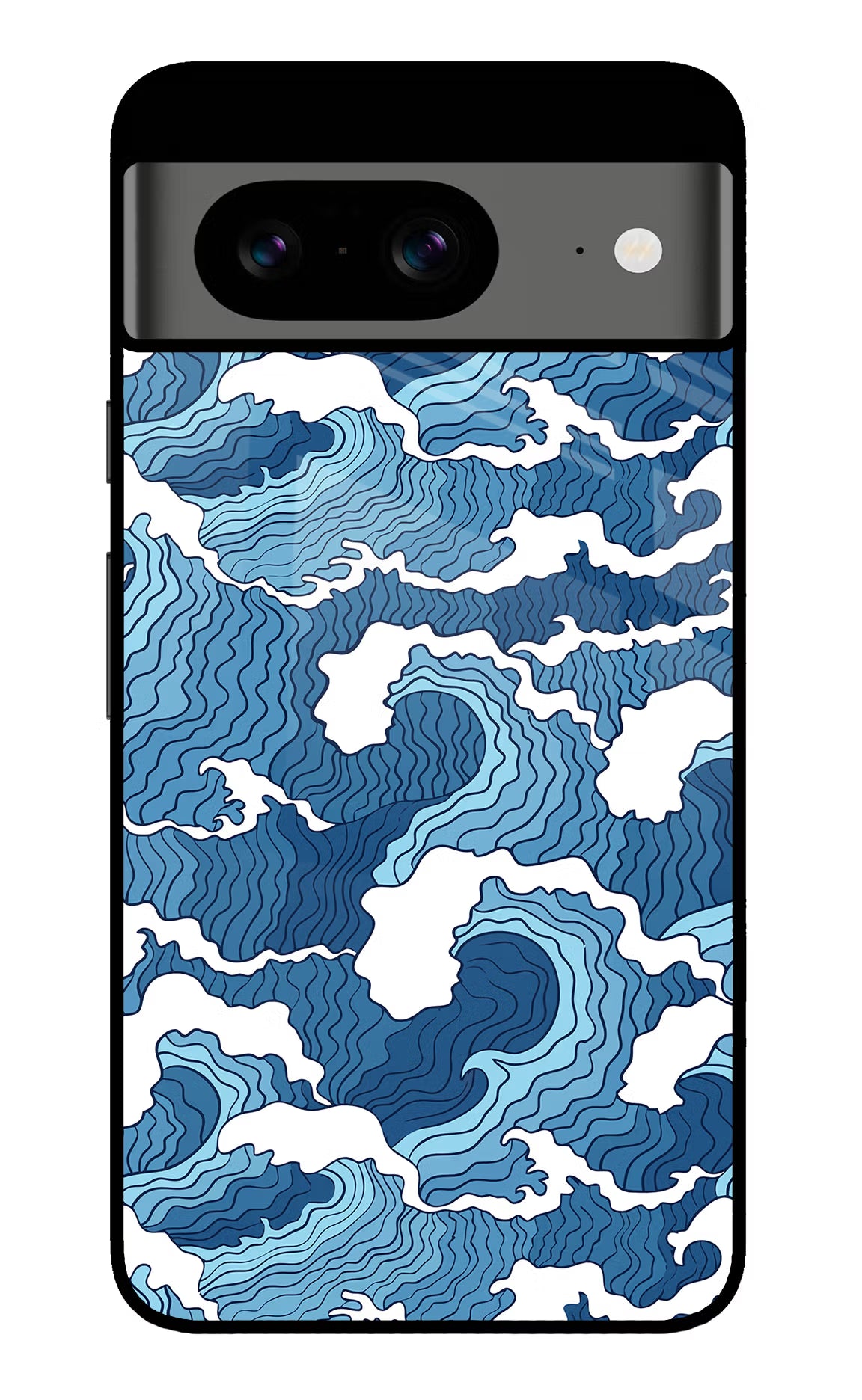 Blue Waves Google Pixel 8 Glass Case Back Cover by Casekaro