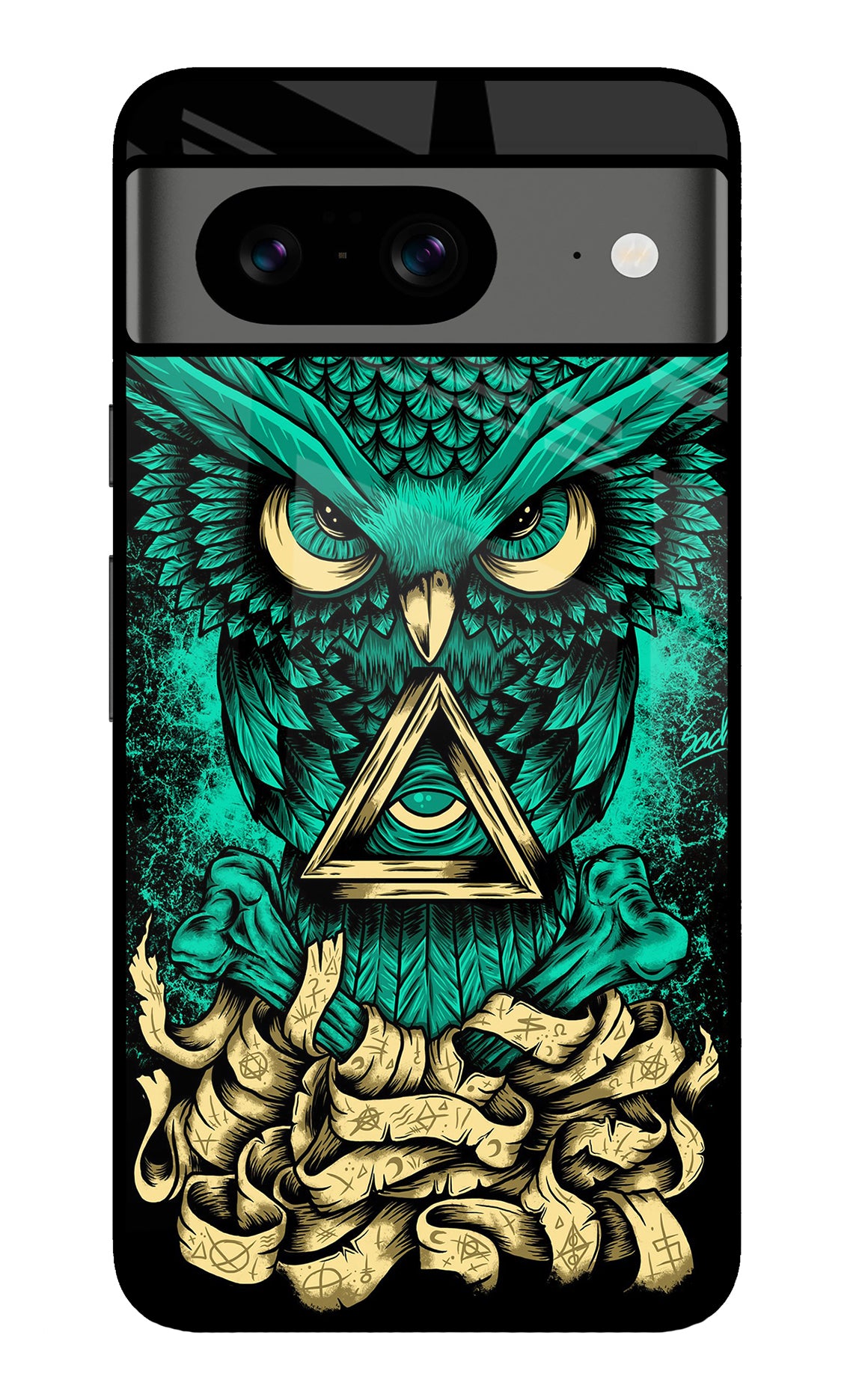 Green Owl Google Pixel 8 Glass Case