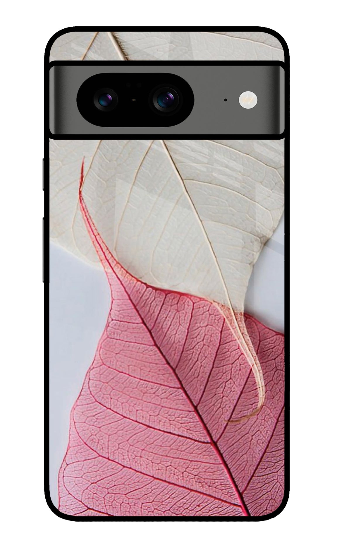 White Pink Leaf Google Pixel 8 Glass Case