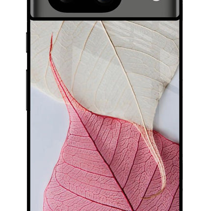 White Pink Leaf Google Pixel 8 Glass Case