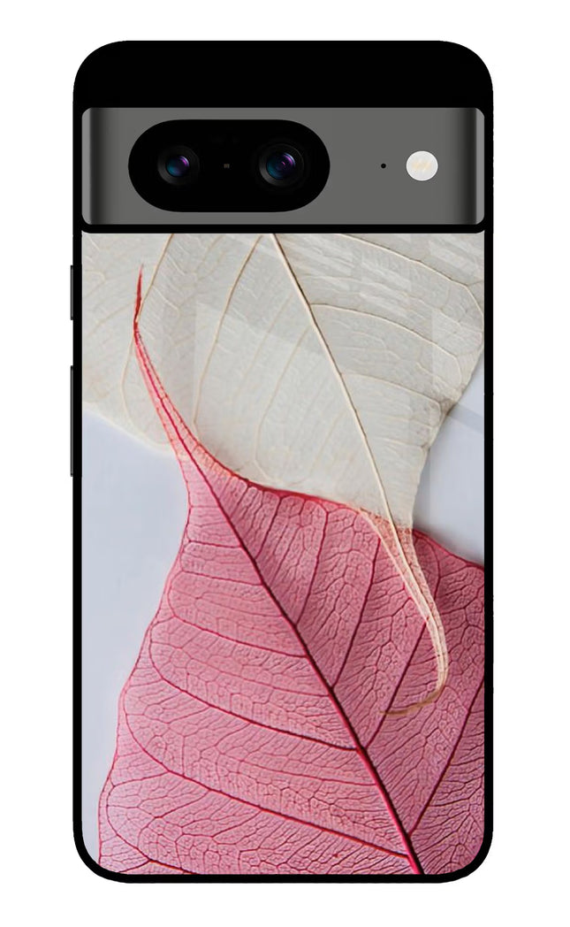 White Pink Leaf Google Pixel 8 Glass Case