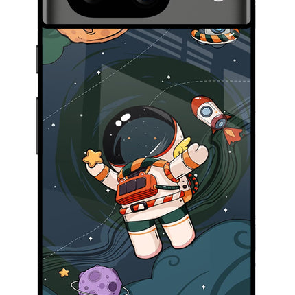 Cartoon Astronaut Google Pixel 8 Glass Case