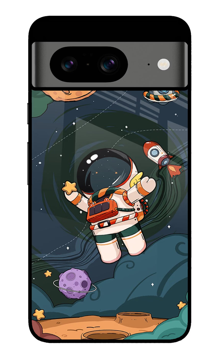Cartoon Astronaut Google Pixel 8 Back Cover, Glass case