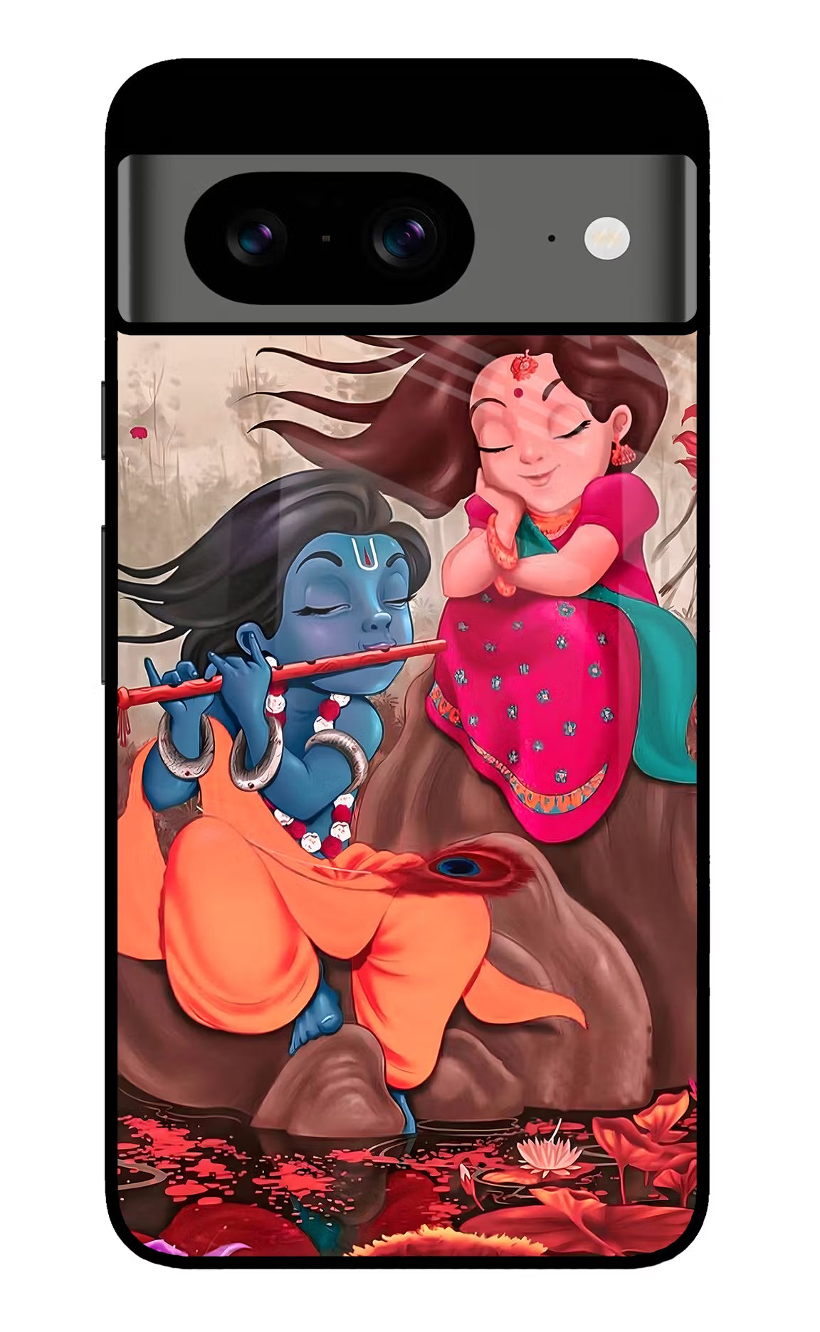 Radhe Krishna Google Pixel 8 Glass Case Back Cover by Casekaro