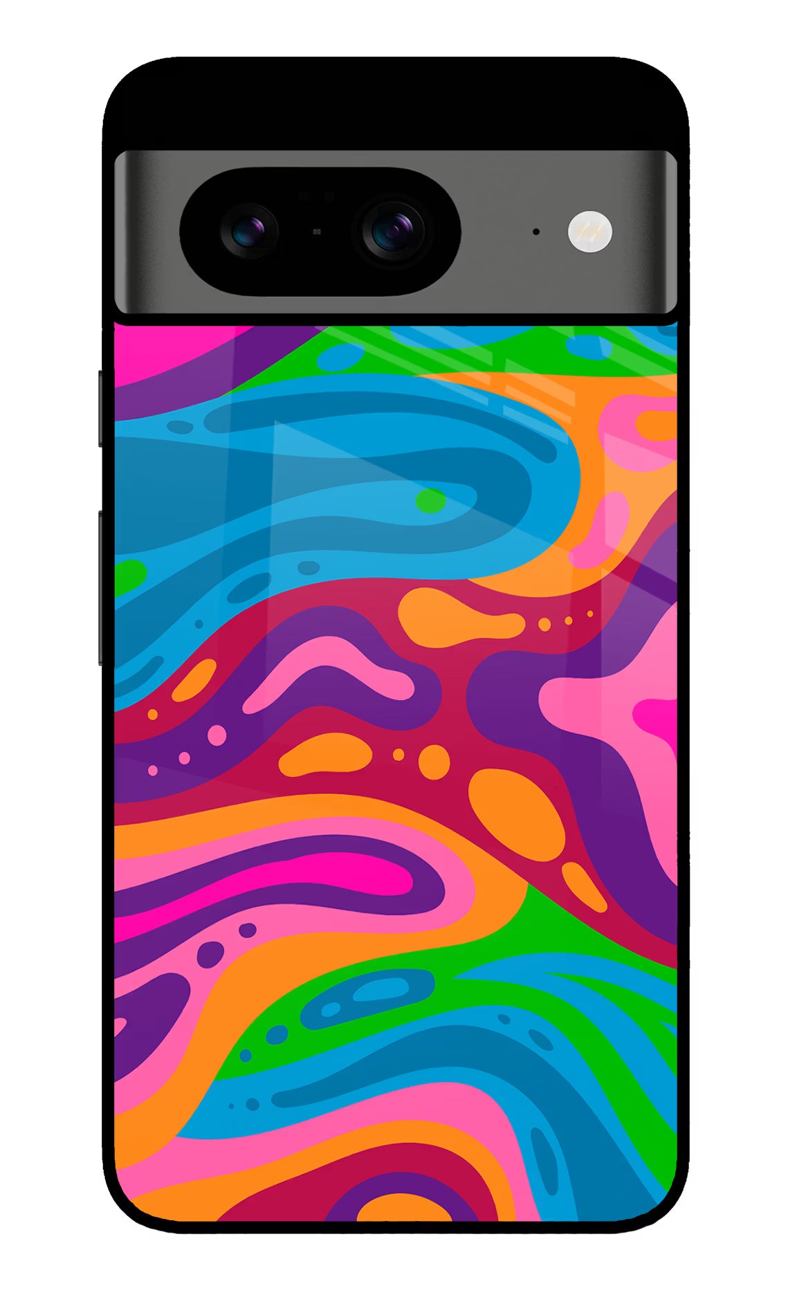Trippy Pattern Google Pixel 8 Glass Case Back Cover by Casekaro