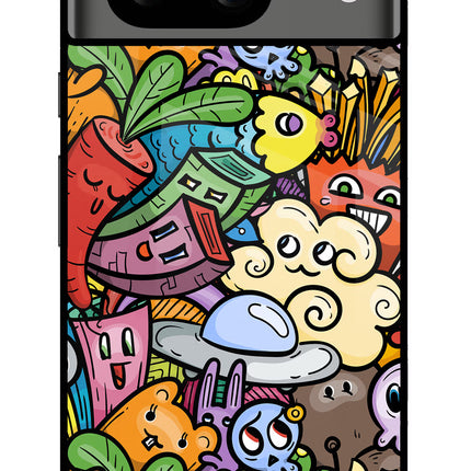 Veggie Doodle Google Pixel 8 Glass Case