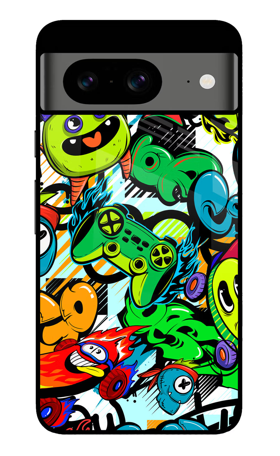 Game Doodle Google Pixel 8 Back Cover, Glass case