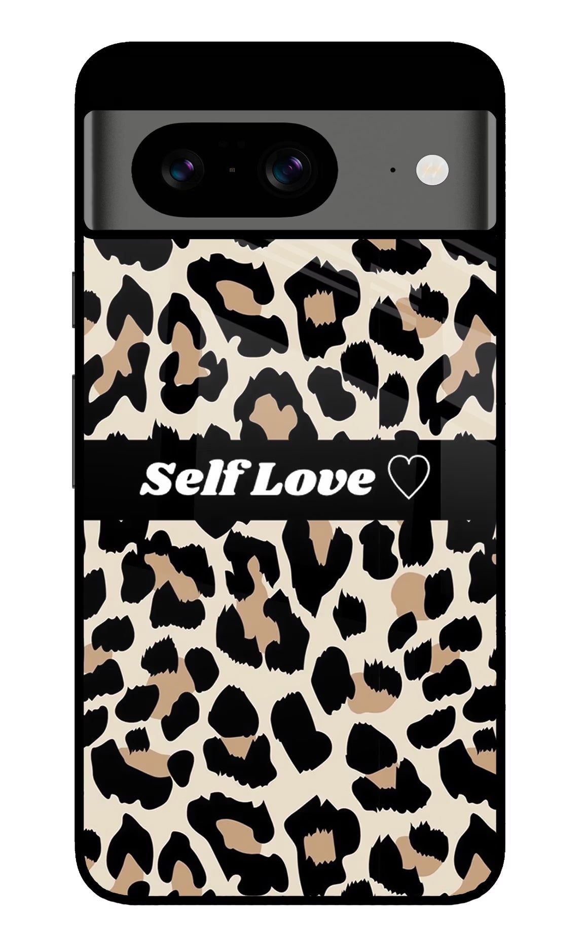 Leopard Print Self Love Google Pixel 8 Glass Case Back Cover by Casekaro