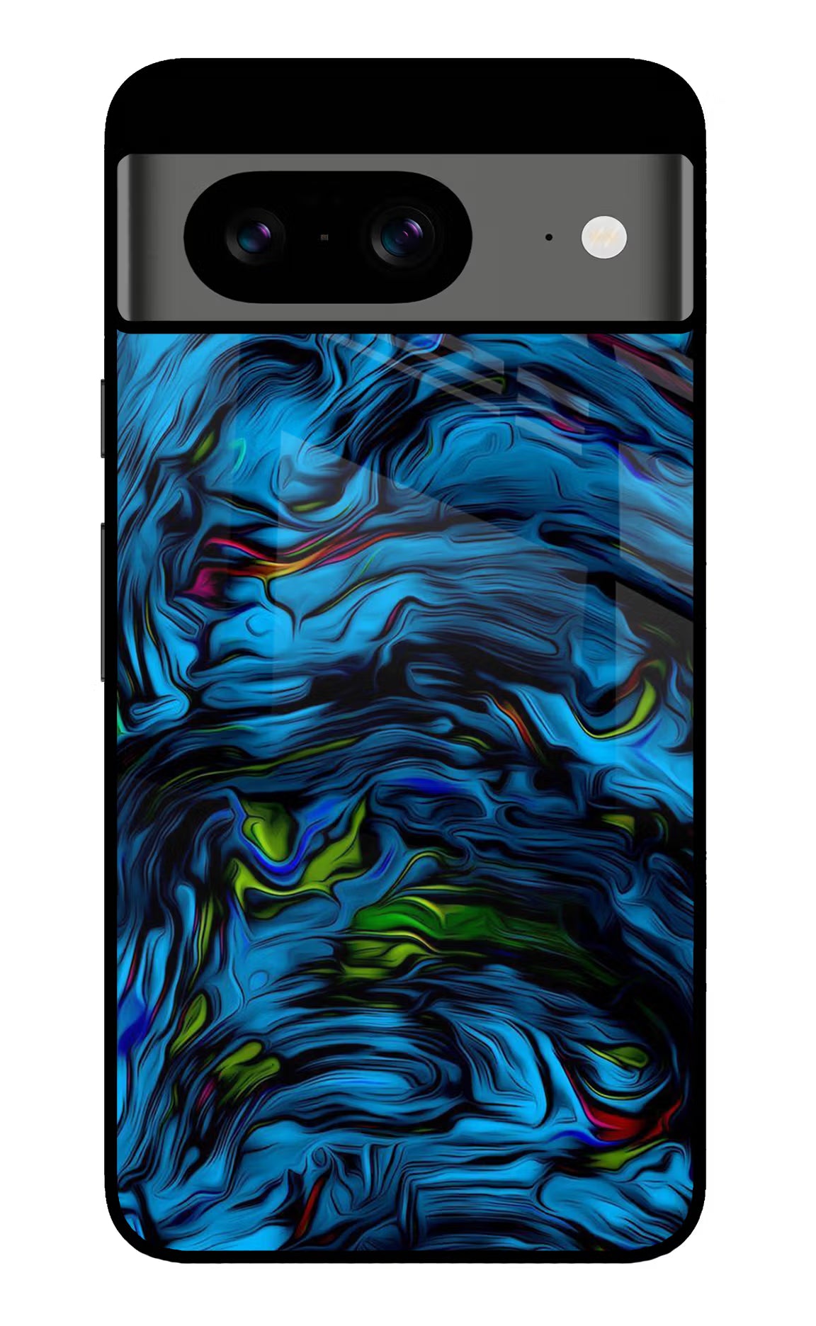 Dark Blue Abstract Google Pixel 8 Glass Case Back Cover by Casekaro