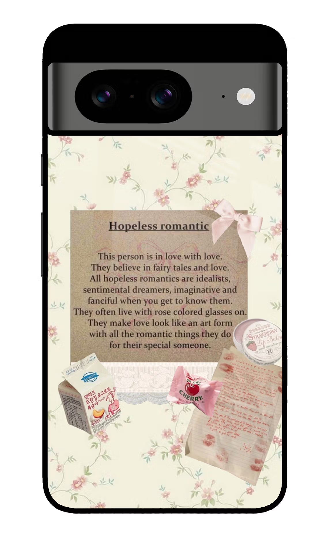 Hopeless Romantic Google Pixel 8 Glass Case Back Cover by Casekaro