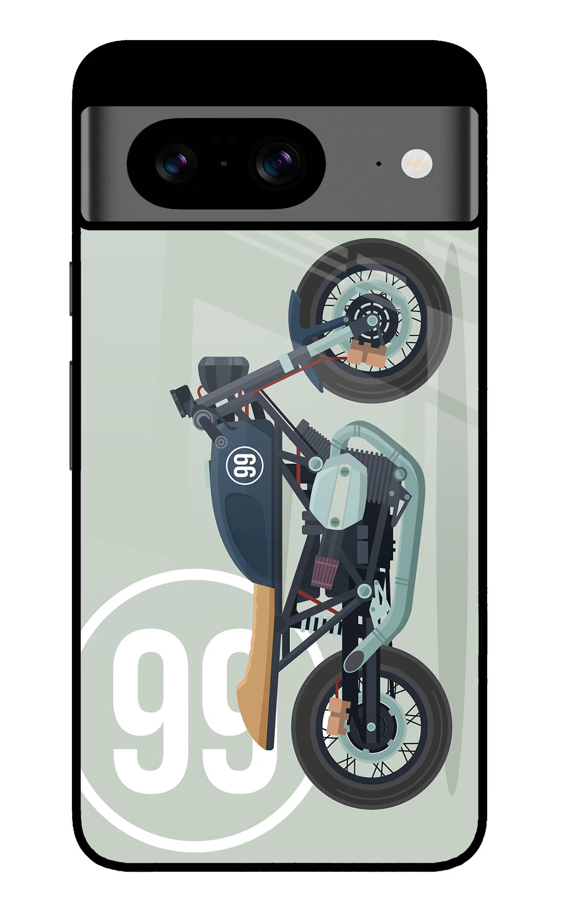 Classic Cafe Racer 99 Google Pixel 8 Glass Case Back Cover by Casekaro
