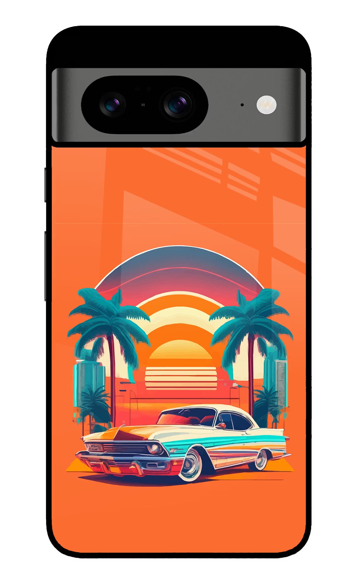 Palm Drive 80s Google Pixel 8 Glass Case