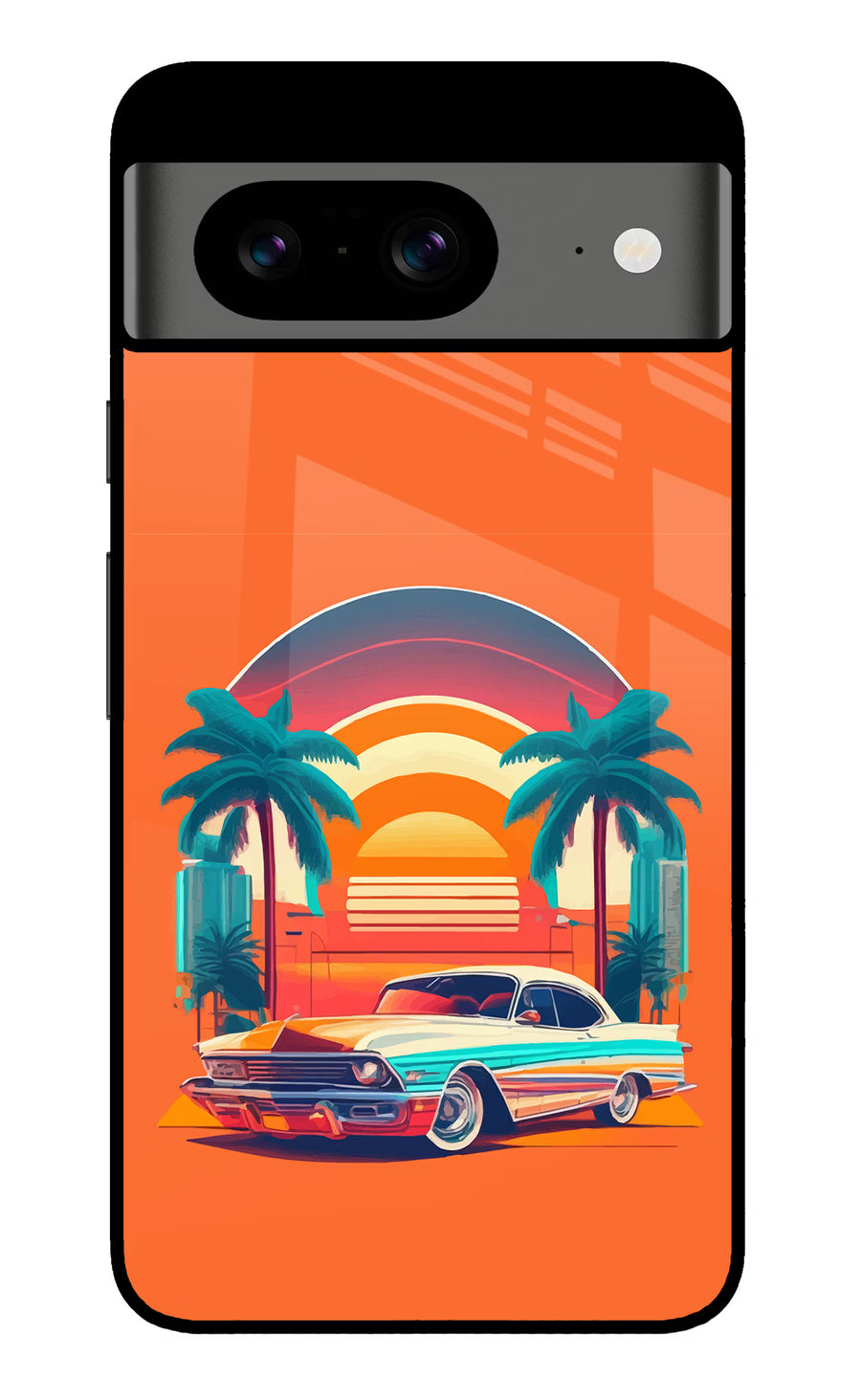 Palm Drive 80s Google Pixel 8 Back Cover, Glass case