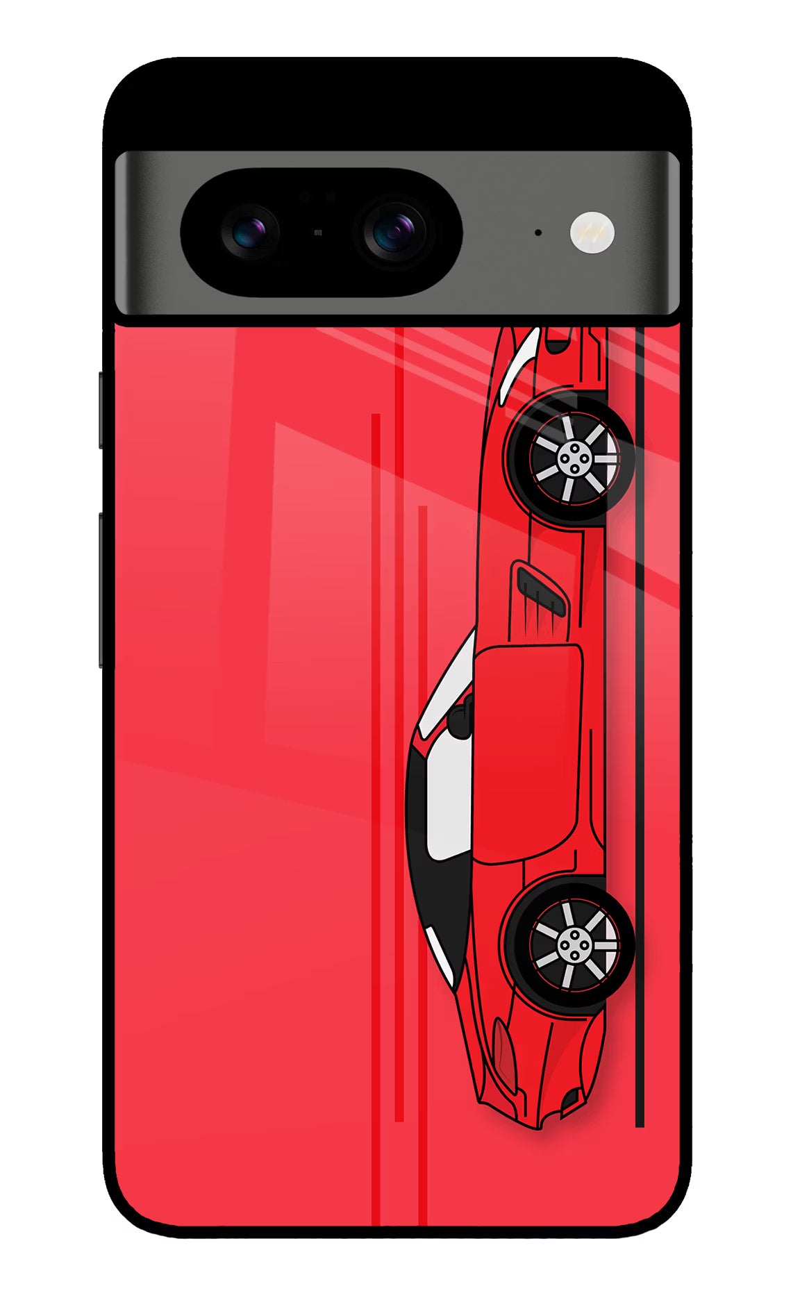 Red Velocity Google Pixel 8 Glass Case Back Cover by Casekaro