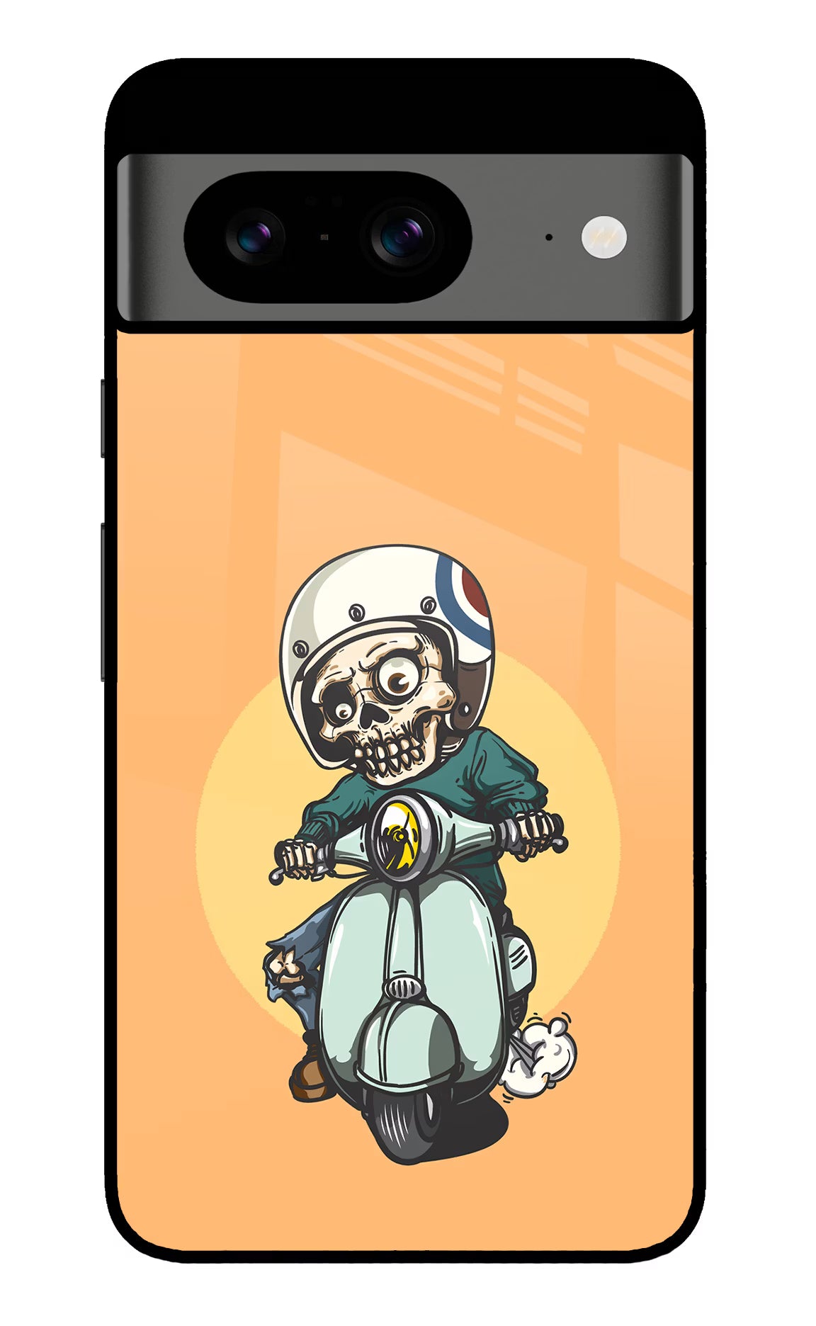 Undead Biker Google Pixel 8 Glass Case Back Cover by Casekaro