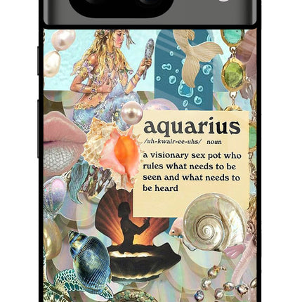 Aquarius Zodiac Google Pixel 8 Glass Case Back Cover by Casekaro
