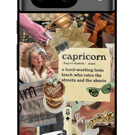 Capricorn Zodiac Google Pixel 8 Glass Case Back Cover by Casekaro
