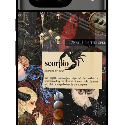 Scorpio Zodiac Google Pixel 8 Glass Case Back Cover by Casekaro