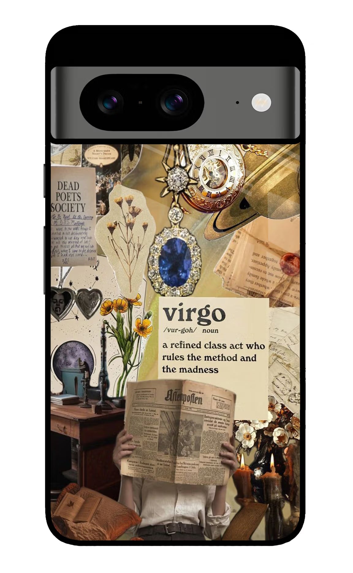 Virgo Zodiac Google Pixel 8 Glass Case Back Cover by Casekaro