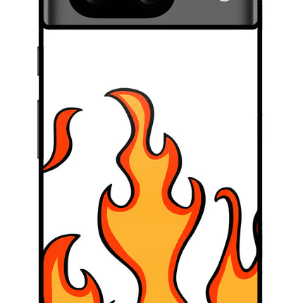 Fired Up – White Google Pixel 8 Glass Case Back Cover by Casekaro