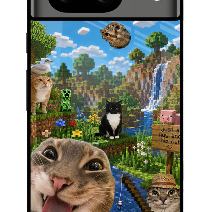 Minecraft Cat Chaos Google Pixel 8 Glass Case