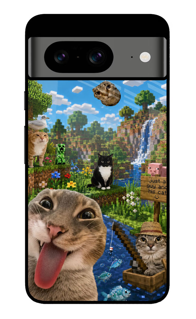 Minecraft Cat Chaos Google Pixel 8 Glass Case
